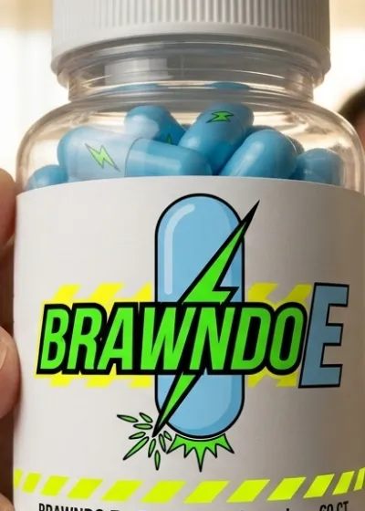 A bottle of Brawndo E electrolyte capsules